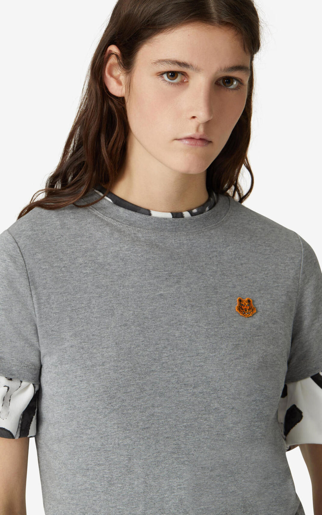 Camiseta Kenzo Tiger Crest Feminino - Cinzentas | 372FNGRWB